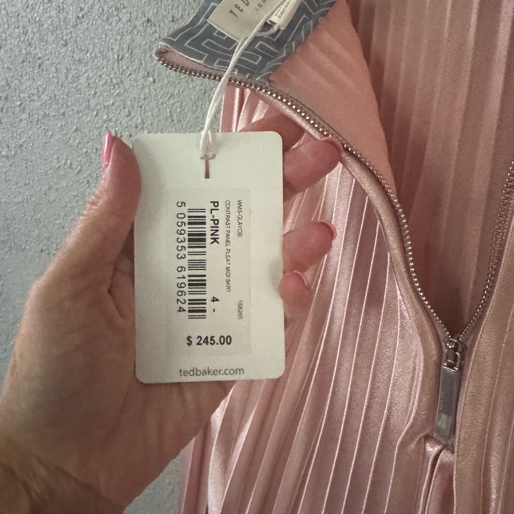 Ted Baker London Blush and White Pleated Midi Skirt size 4 NWT - Picture 5 of 8